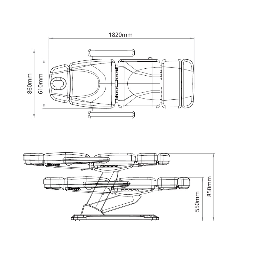 Disegno tecnico della poltrona LAPIS 2221BN con dimensioni e inclinazioni