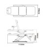 Disegno tecnico della poltrona elettrica LARIM con misure e inclinazioni.